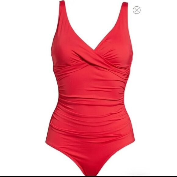 🆕️ Jantzen Solid Surplus Red Women's One-Piece Swimsuit size 14 - Picture 3 of 10